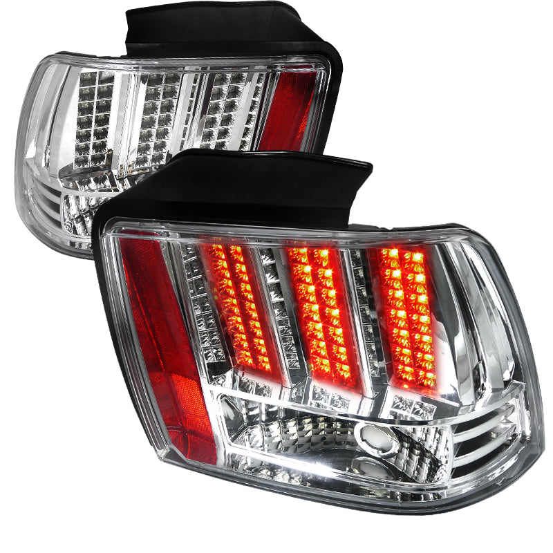 1999-2004 Ford Mustang New Edge LED Tail Lights (Chrome Housing / Clear Lens)