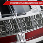 1999-2004 Ford Mustang New Edge Sequential LED Tail Lights (Chrome Housing / Clear Lens)
