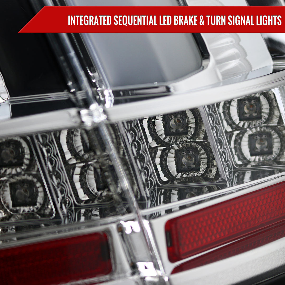 1999-2004 Ford Mustang New Edge Sequential LED Tail Lights (Chrome Housing / Clear Lens)