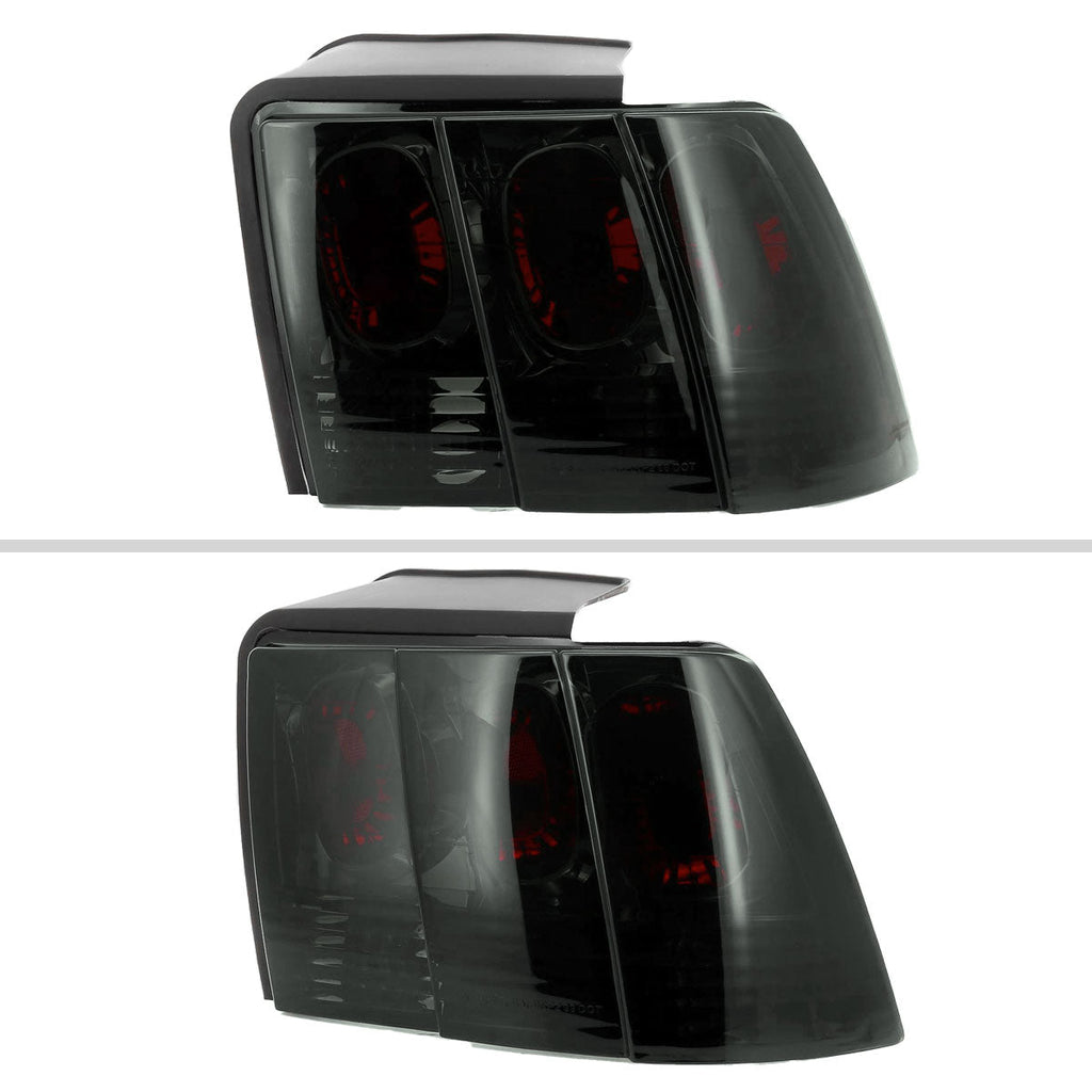 1999-2004 Ford Mustang New Edge Tail Lights (Chrome Housing / Smoked Lens)
