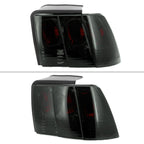 1999-2004 Ford Mustang New Edge Tail Lights (Chrome Housing / Smoked Lens)