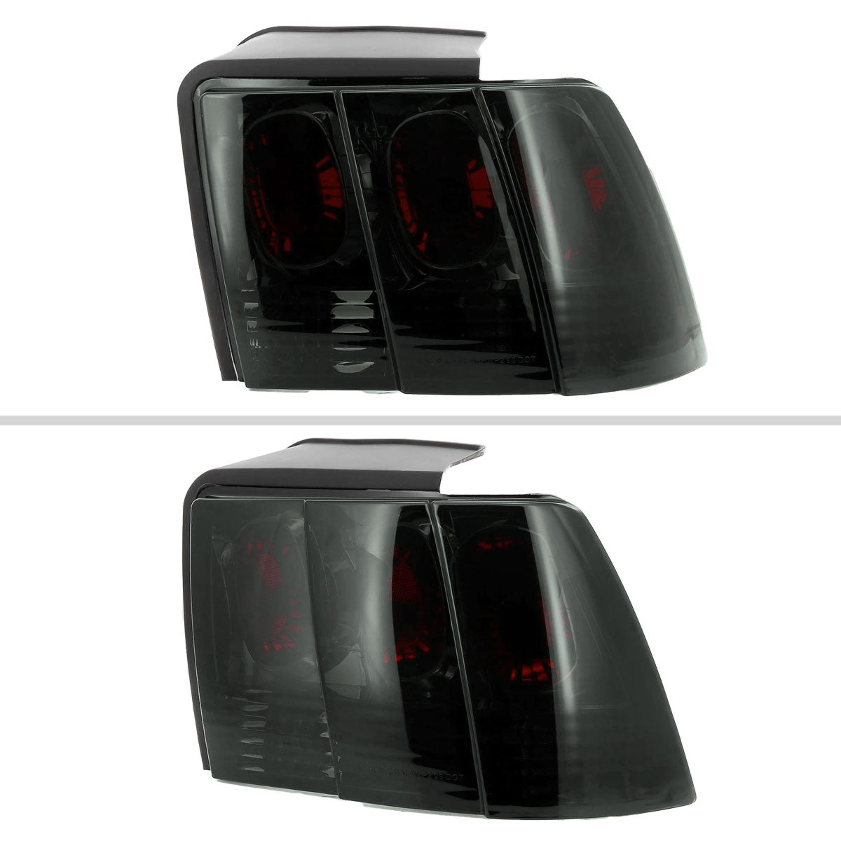 1999-2004 Ford Mustang New Edge Tail Lights (Chrome Housing / Smoked Lens)