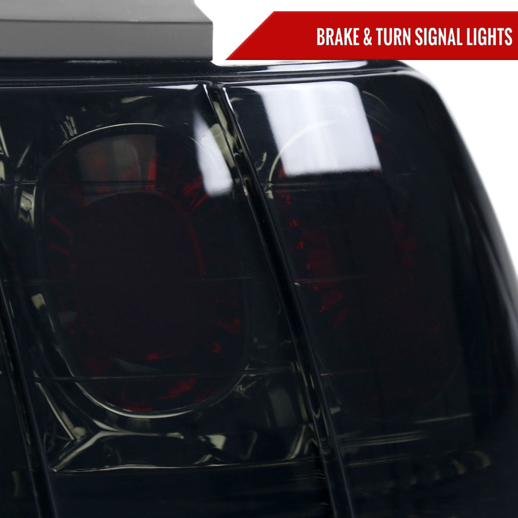 1999-2004 Ford Mustang New Edge Tail Lights (Chrome Housing / Smoked Lens)