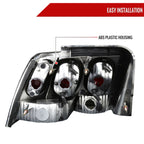 1999-2004 Ford Mustang New Edge Tail Lights (Chrome Housing / Smoked Lens)