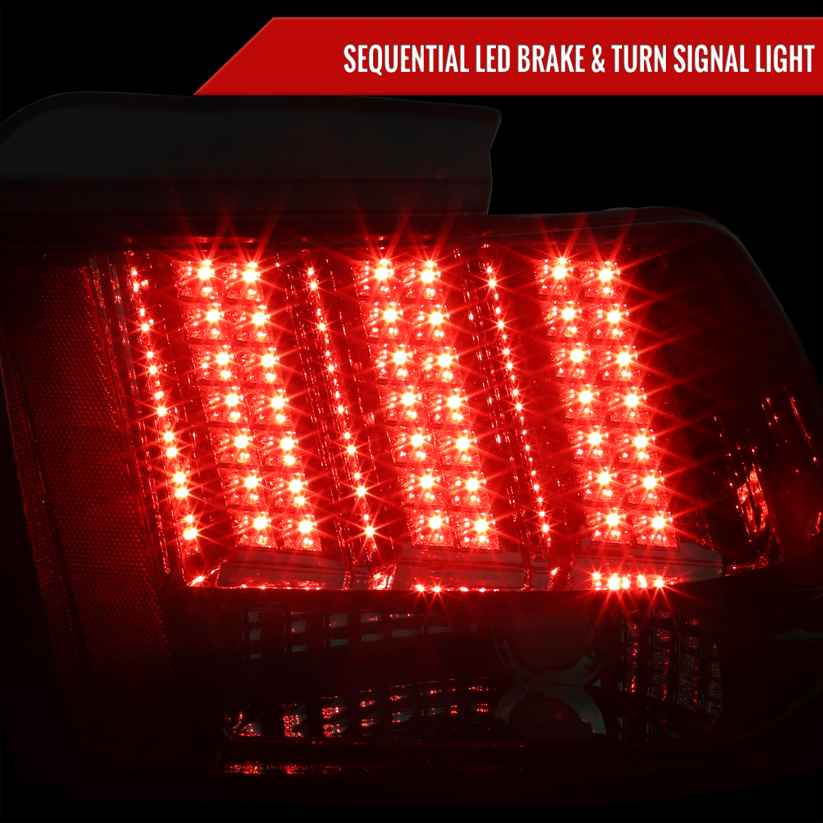 1999-2004 Ford Mustang New Edge Sequential LED Tail Lights - RS (Chrome Housing / Smoked Lens)