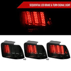 1999-2004 Ford Mustang New Edge Sequential LED Tail Lights - RS (Chrome Housing / Smoked Lens)