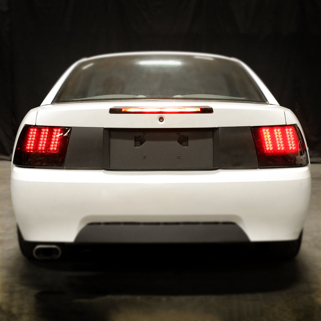 1999-2004 Ford Mustang New Edge Sequential LED Tail Lights - RS (Chrome Housing / Smoked Lens)