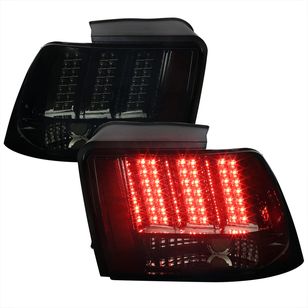 1999-2004 Ford Mustang New Edge Sequential LED Tail Lights - RS (Chrome Housing / Smoked Lens)