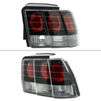 1999-2004 Ford Mustang New Edge Tail Lights (Matte Black Housing / Clear Lens)