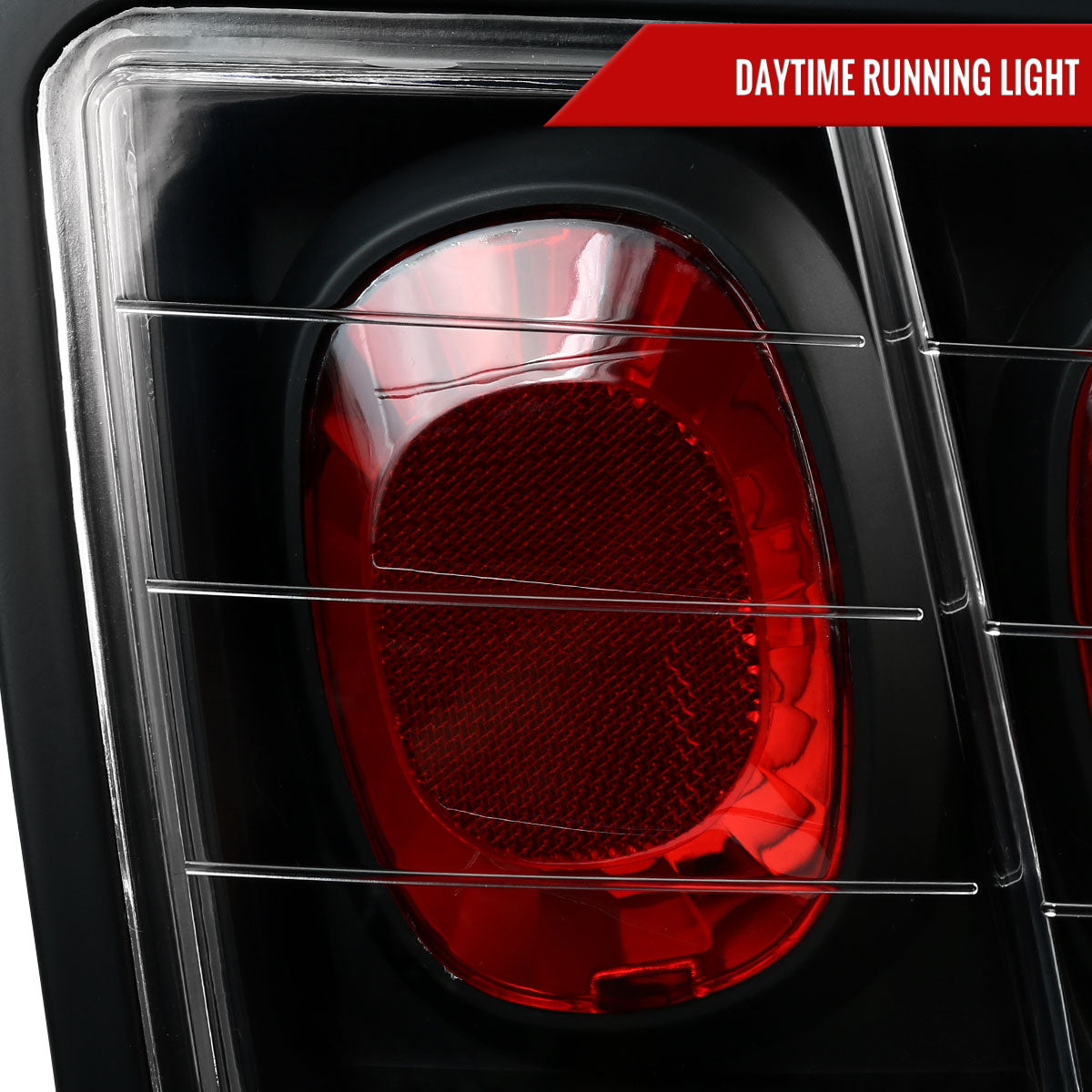 1999-2004 Ford Mustang New Edge Tail Lights (Matte Black Housing / Clear Lens)
