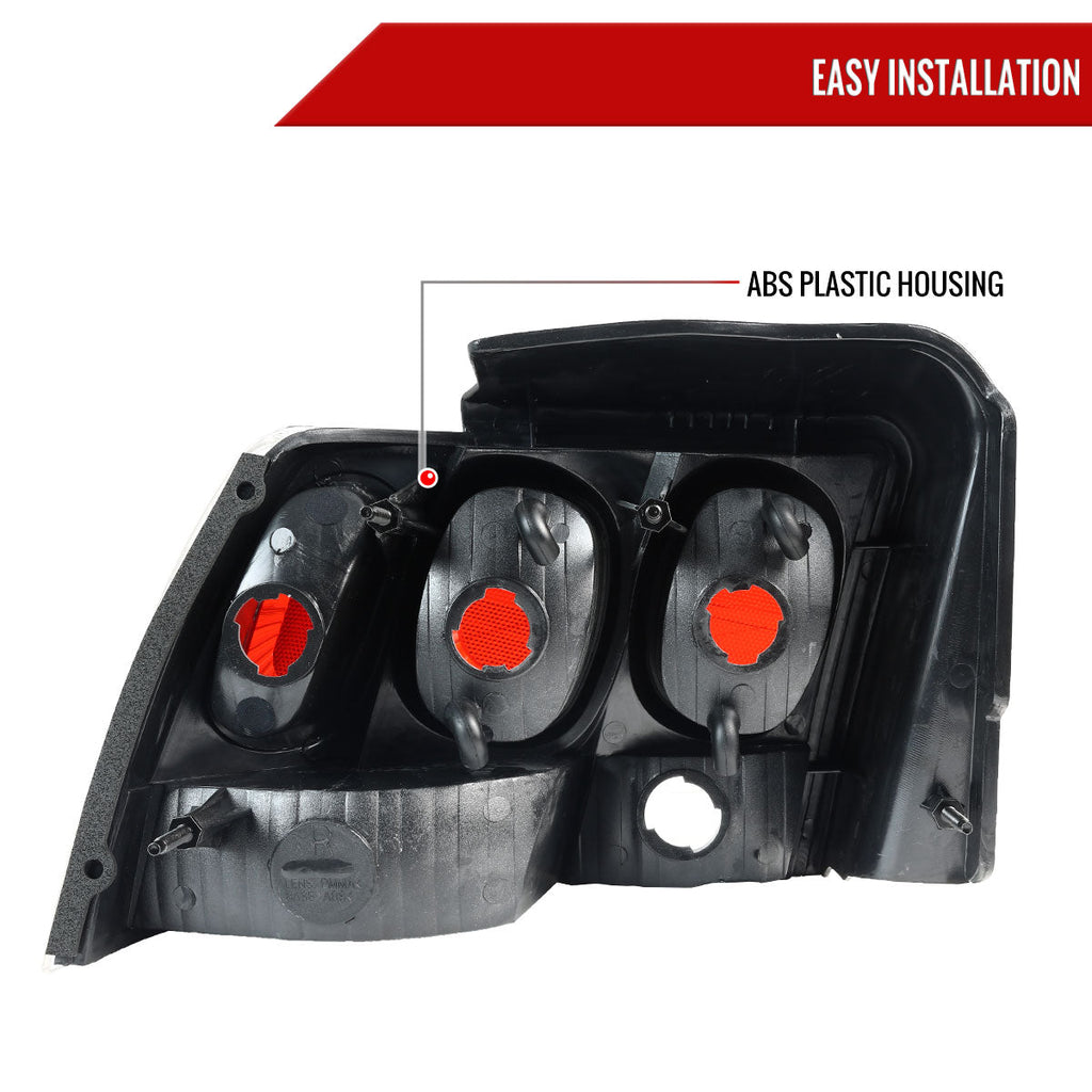 1999-2004 Ford Mustang New Edge Tail Lights (Matte Black Housing / Clear Lens)