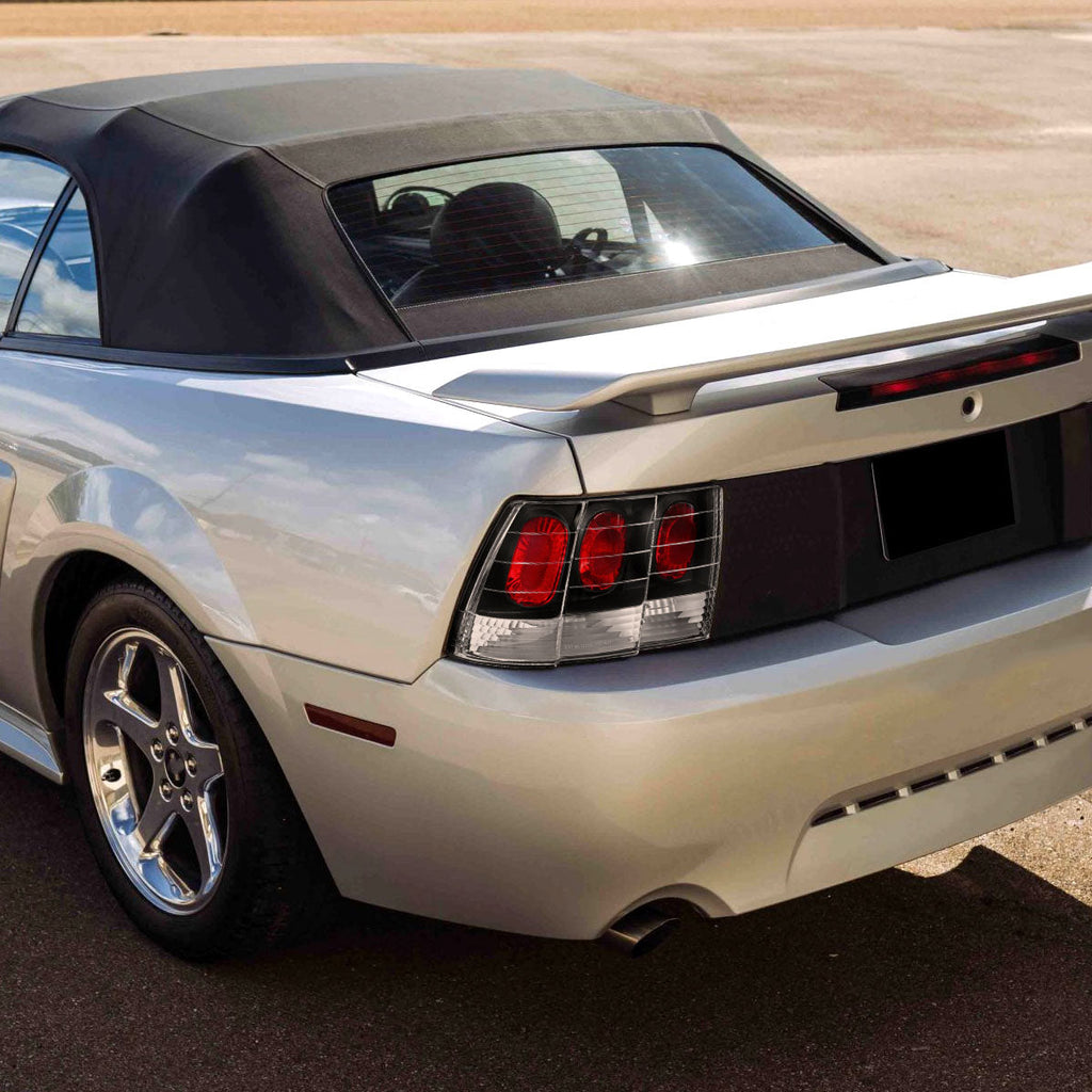 1999-2004 Ford Mustang New Edge Tail Lights (Matte Black Housing / Clear Lens)