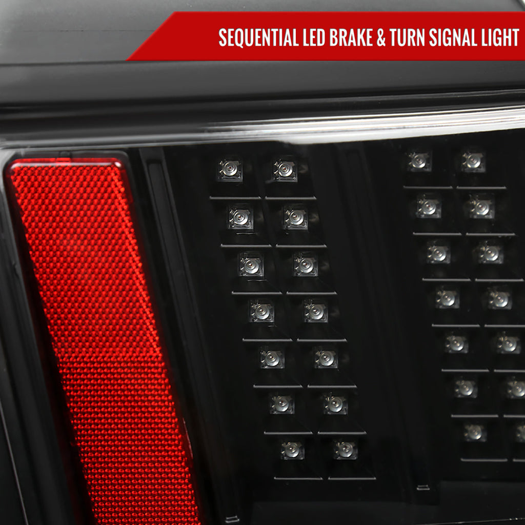 1999-2004 Ford Mustang New Edge Sequential LED Tail Lights - RS (Matte Black Housing / Clear Lens)