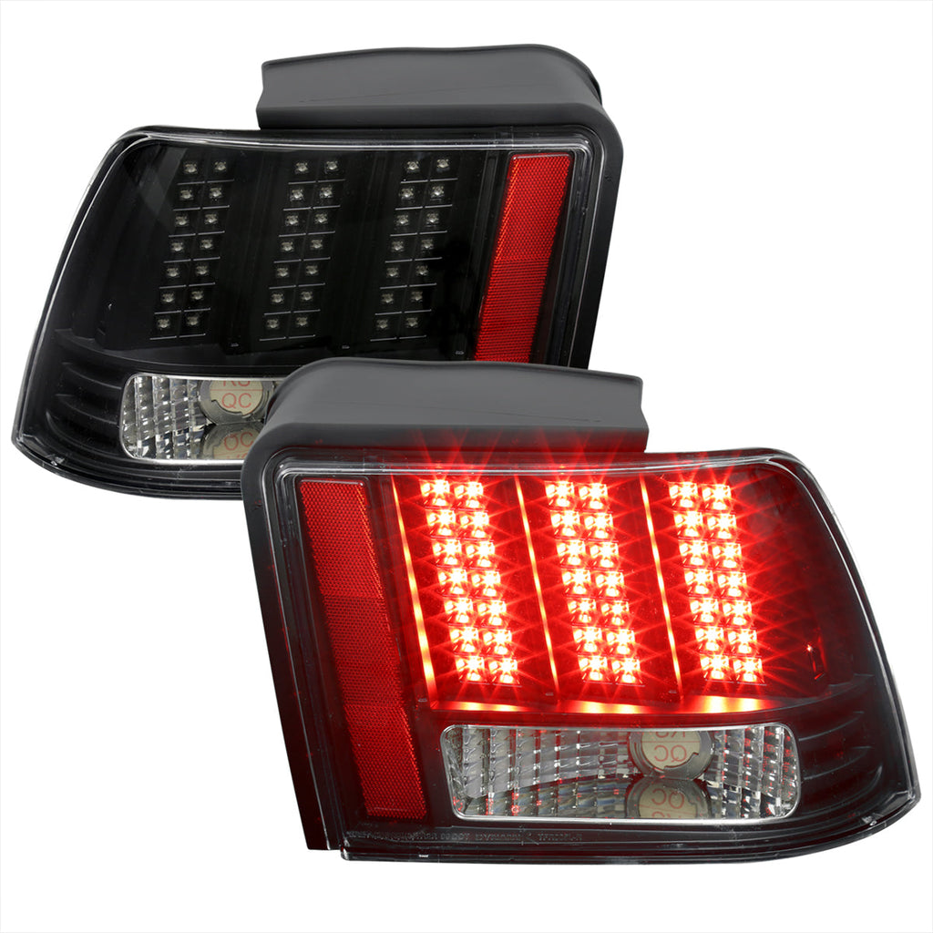 1999-2004 Ford Mustang New Edge Sequential LED Tail Lights - RS (Matte Black Housing / Clear Lens)
