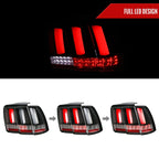 1999-2004 Ford Mustang New Edge Sequential LED Tail Lights (Matte Black Housing / Clear Lens)