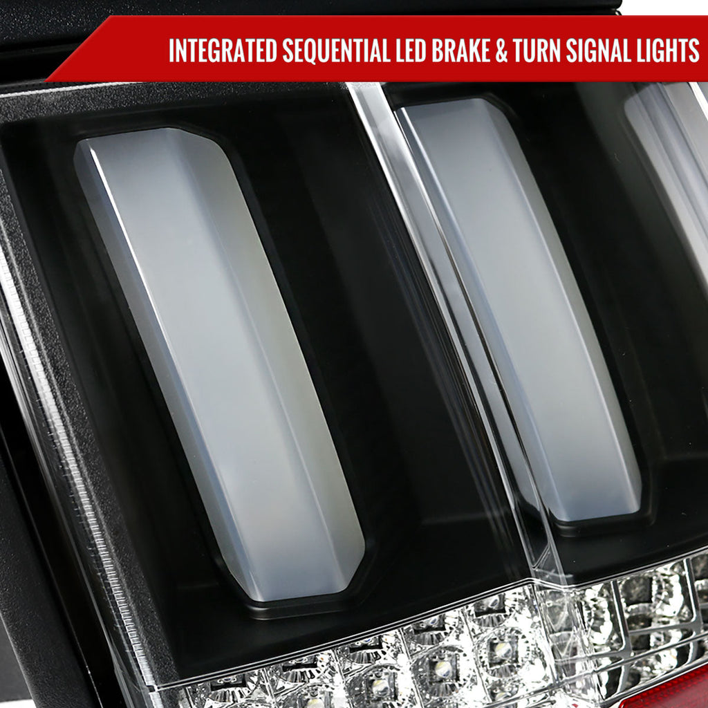 1999-2004 Ford Mustang New Edge Sequential LED Tail Lights (Matte Black Housing / Clear Lens)