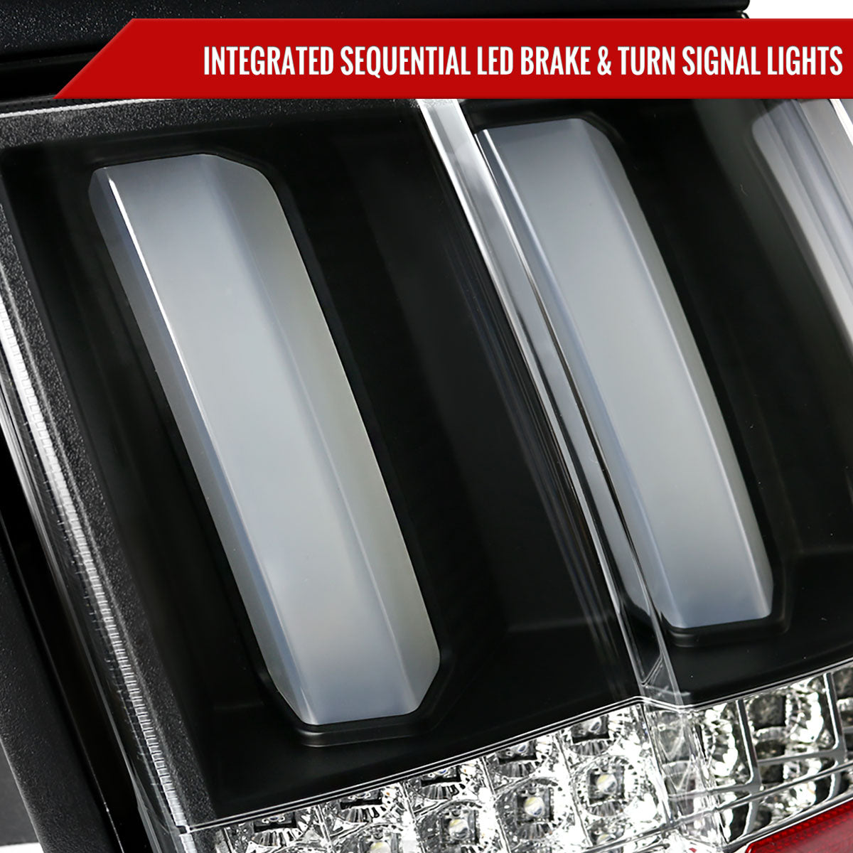 1999-2004 Ford Mustang New Edge Sequential LED Tail Lights (Matte Black Housing / Clear Lens)