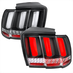 1999-2004 Ford Mustang New Edge Sequential LED Tail Lights (Matte Black Housing / Clear Lens)