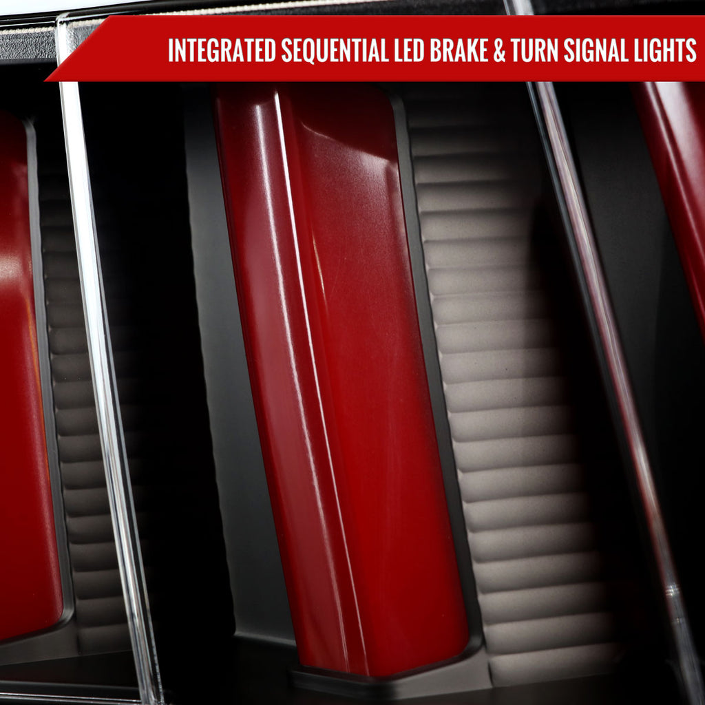 1999-2004 Ford Mustang New Edge Sequential LED Tail Lights (Black Housing / Clear Lens)
