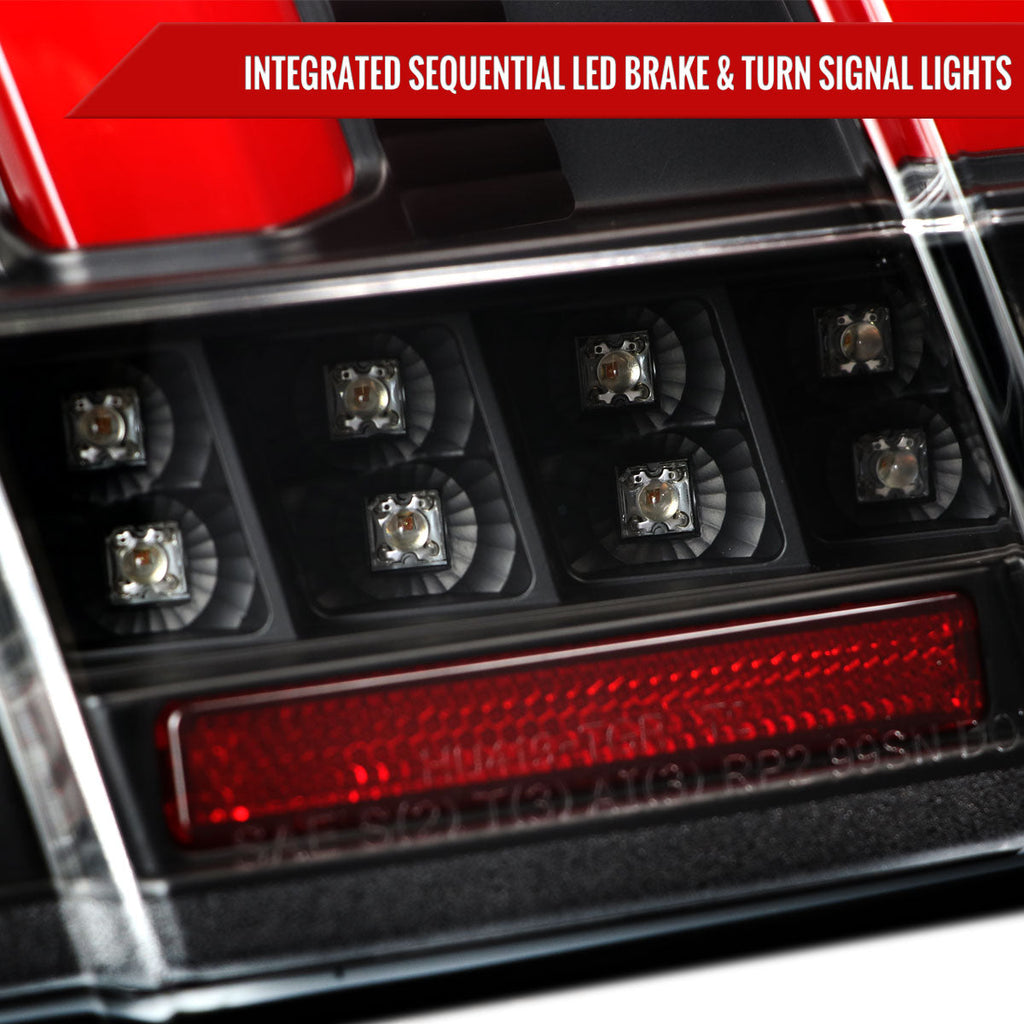 1999-2004 Ford Mustang New Edge Sequential LED Tail Lights (Black Housing / Clear Lens)