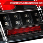 1999-2004 Ford Mustang New Edge Sequential LED Tail Lights (Black Housing / Clear Lens)