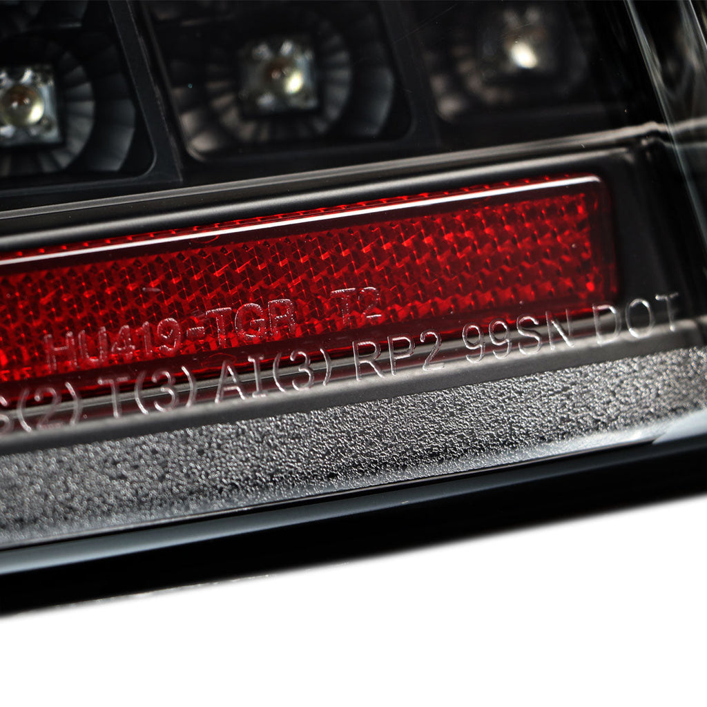 1999-2004 Ford Mustang New Edge Sequential LED Tail Lights (Black Housing / Clear Lens)