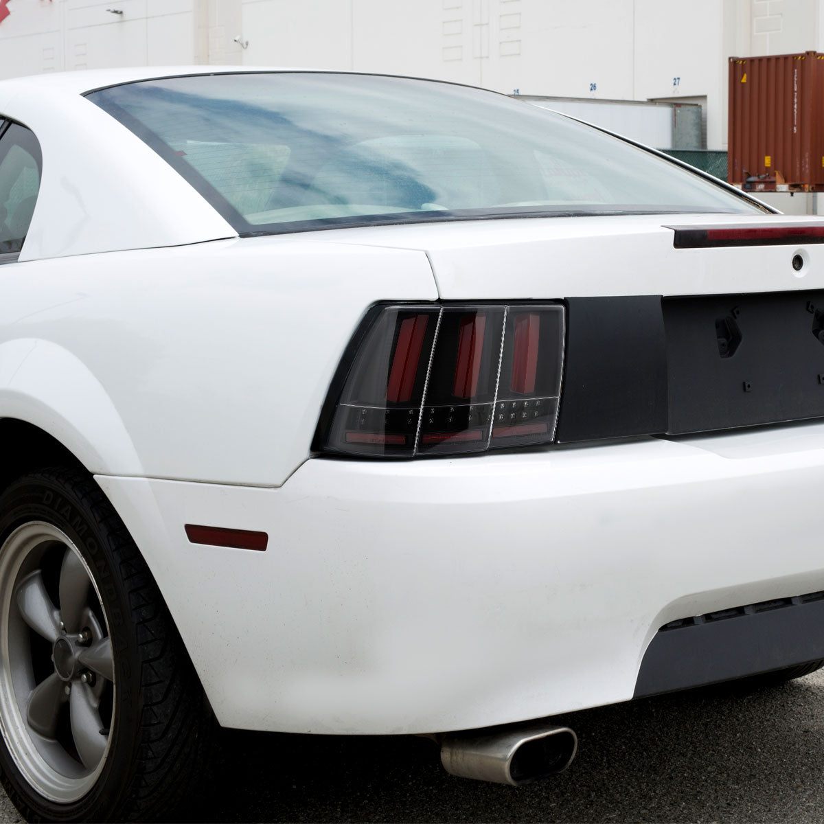 1999-2004 Ford Mustang New Edge Sequential LED Tail Lights (Black Housing / Clear Lens)