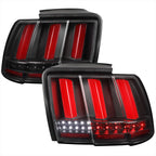 1999-2004 Ford Mustang New Edge Sequential LED Tail Lights (Black Housing / Clear Lens)
