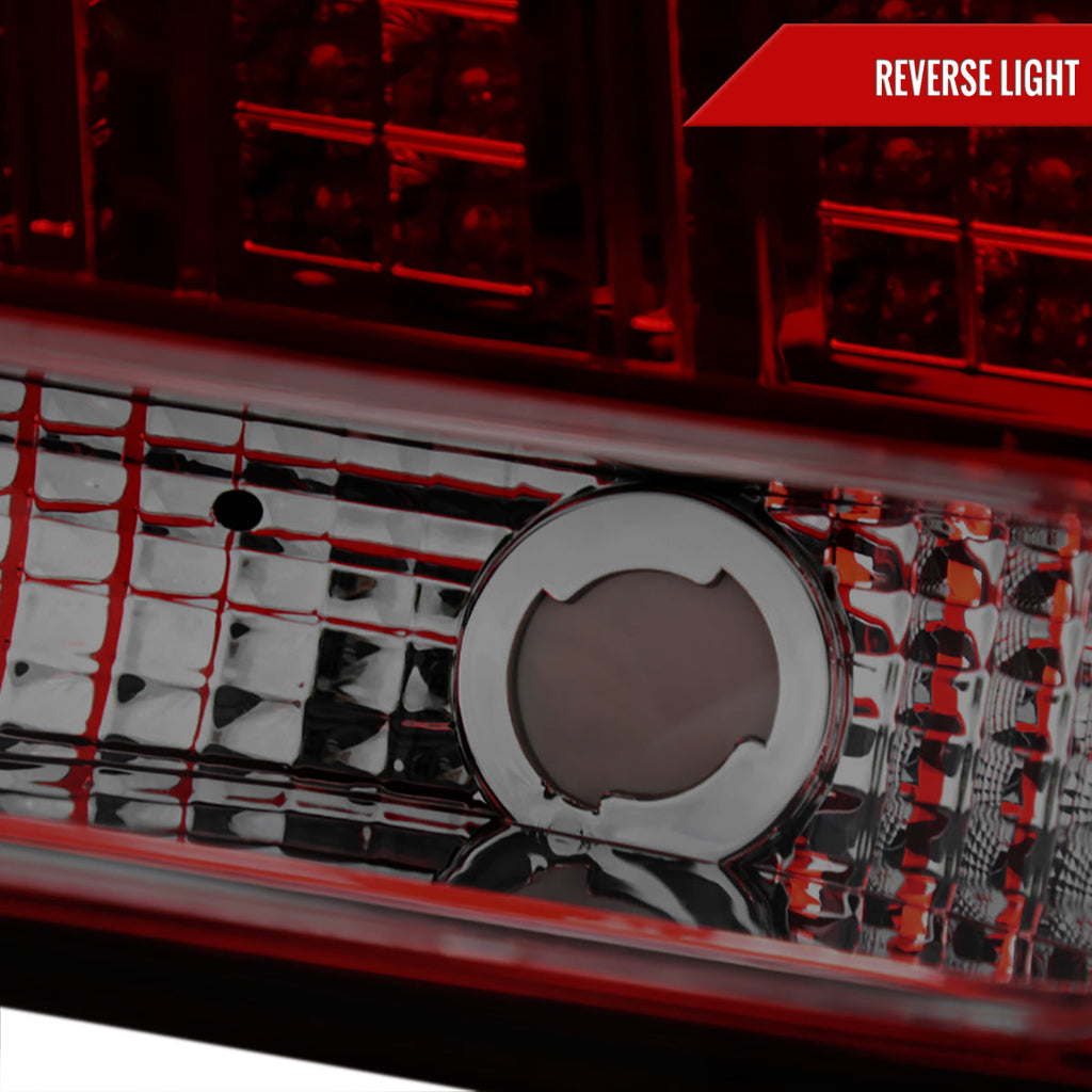 1999-2004 Ford Mustang New Edge Sequential LED Tail Lights - RS (Chrome Housing / Red Smoked Lens)