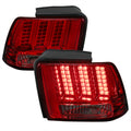 1999-2004 Ford Mustang New Edge Sequential LED Tail Lights - RS (Chrome Housing / Red Smoked Lens)