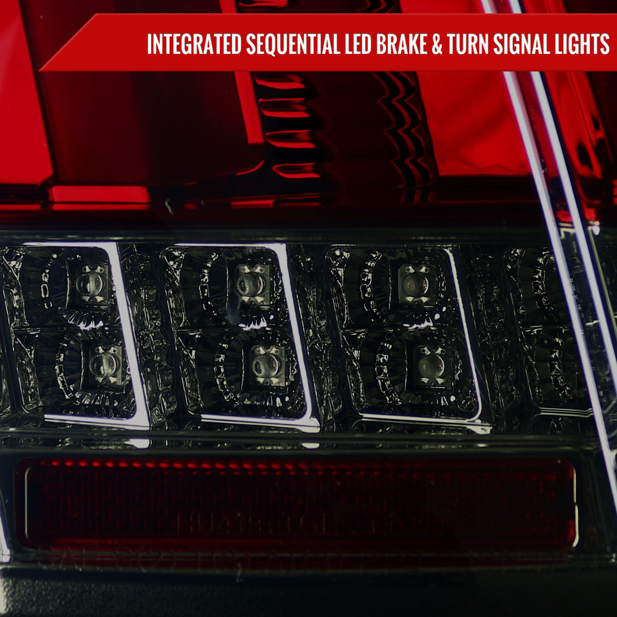 1999-2004 Ford Mustang New Edge Sequential LED Tail Lights (Chrome Housing / Red Smoked Lens)