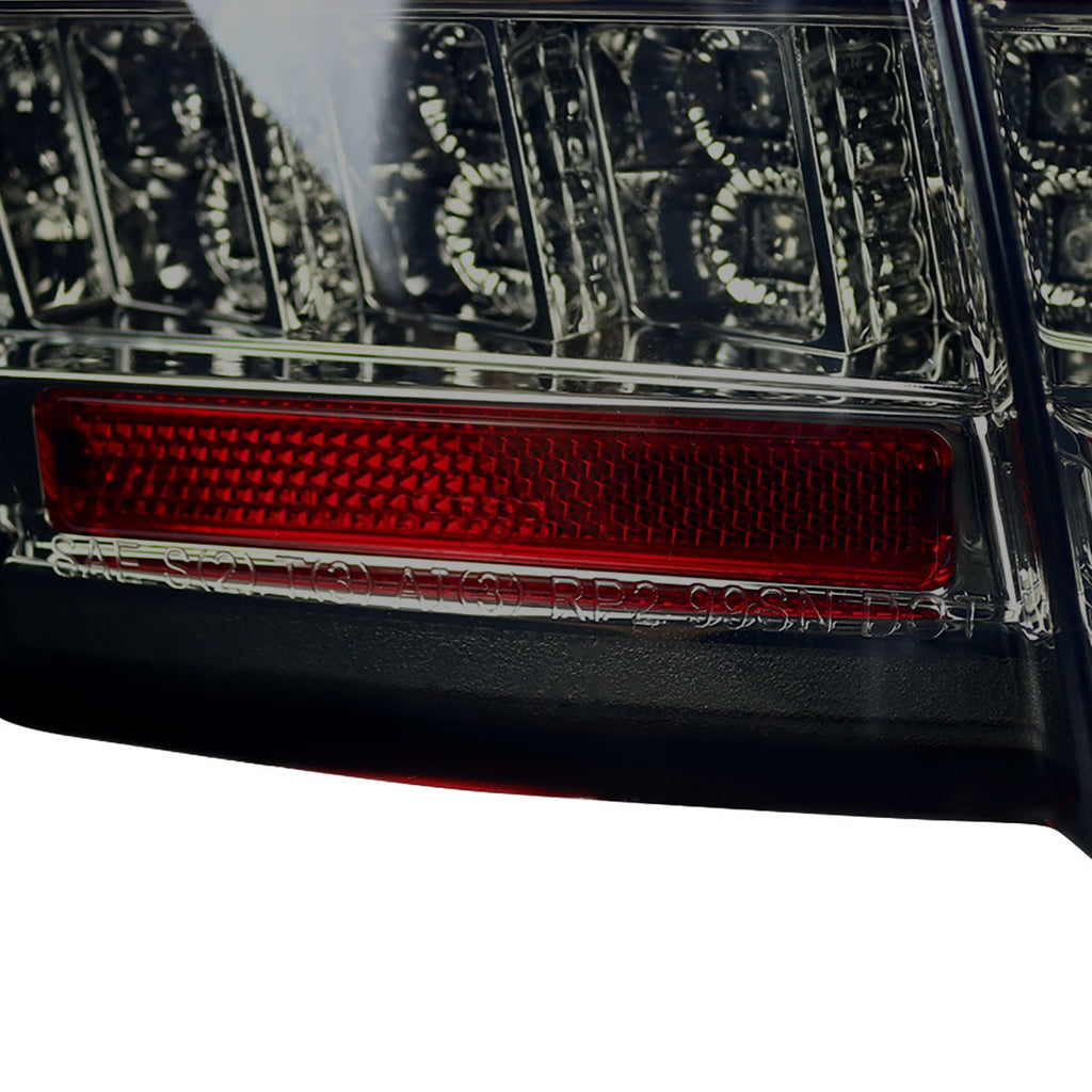 1999-2004 Ford Mustang New Edge Sequential LED Tail Lights (Chrome Housing / Red Smoked Lens)