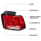 1999-2004 Ford Mustang New Edge Sequential LED Tail Lights - RS (Chrome Housing / Red Lens)