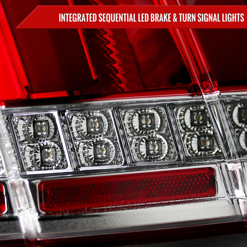 1999-2004 Ford Mustang New Edge Sequential LED Tail Lights (Chrome Housing / Red Lens)