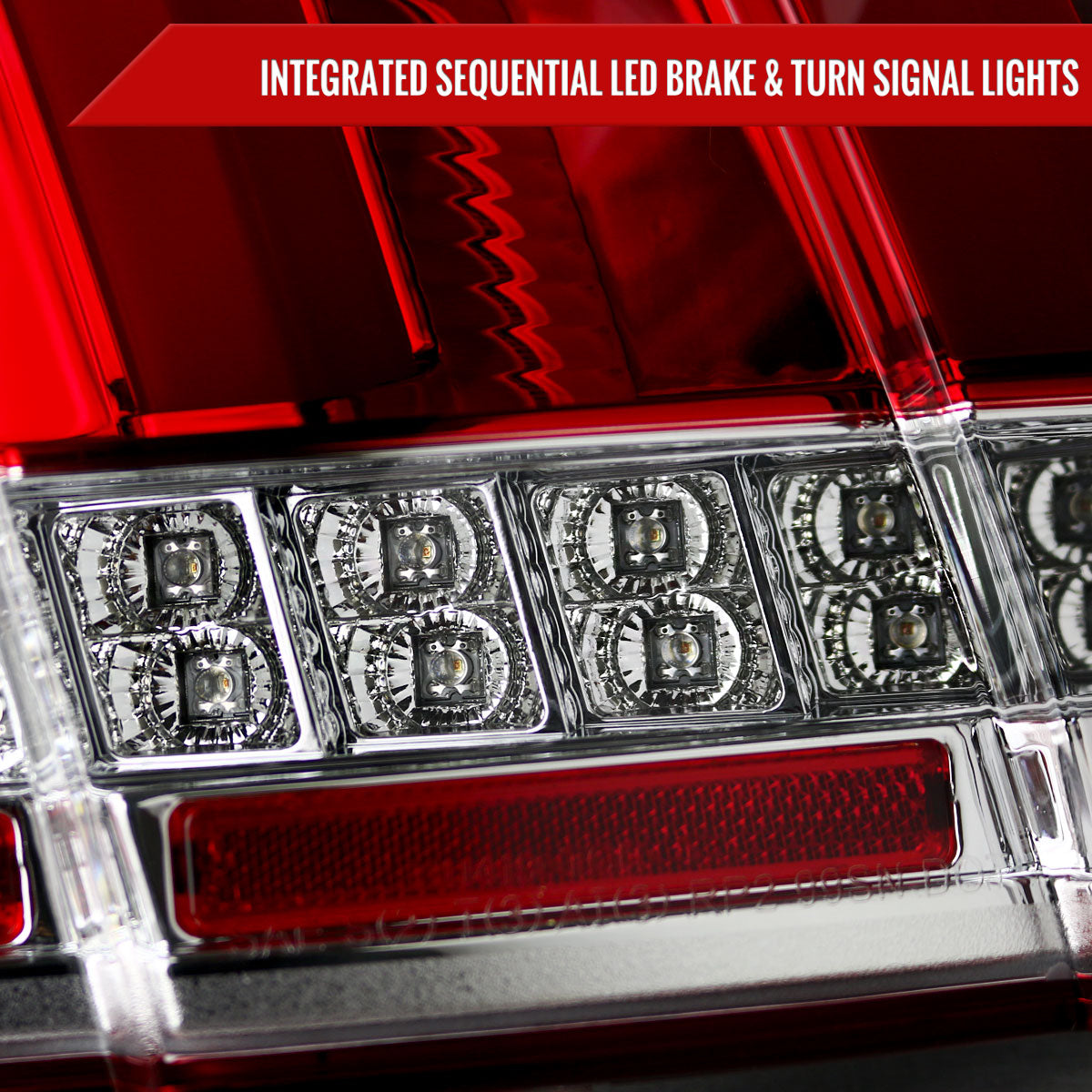 1999-2004 Ford Mustang New Edge Sequential LED Tail Lights (Chrome Housing / Red Lens)