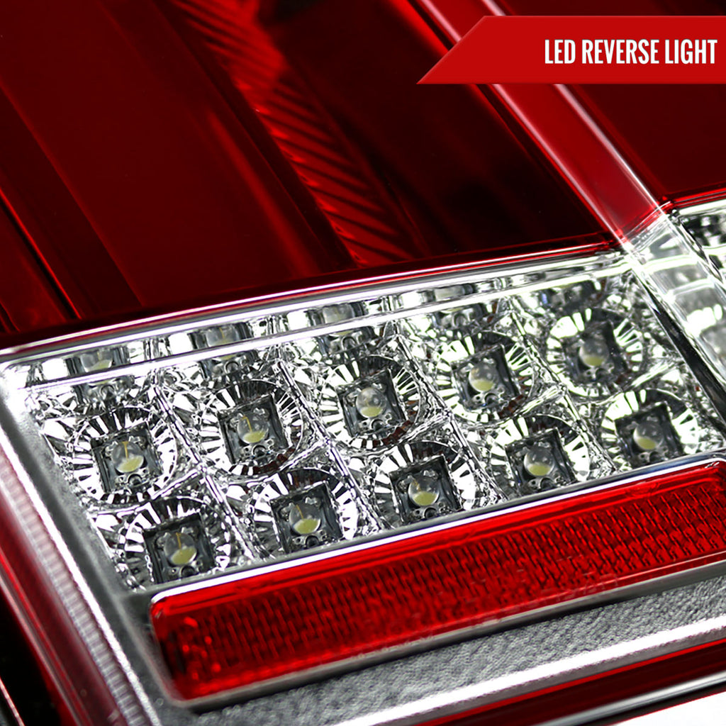 1999-2004 Ford Mustang New Edge Sequential LED Tail Lights (Chrome Housing / Red Lens)