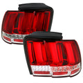 1999-2004 Ford Mustang New Edge Sequential LED Tail Lights (Chrome Housing / Red Lens)