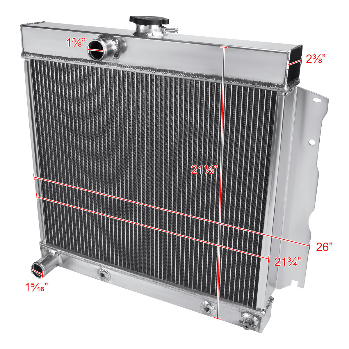 1963-1969 Dodge Dart/Charger/Coronet Plymouth Satellite/Belvedere/Savoy Aluminum 3-Row Performance Radiator