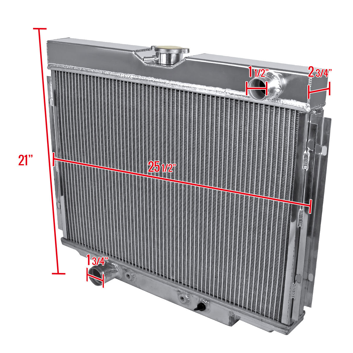 1967-1970 Ford Mustang/Fairlane/Ranchero/Torino Mercury Cougar 390ci V8 Aluminum 3-Row Performance Radiator