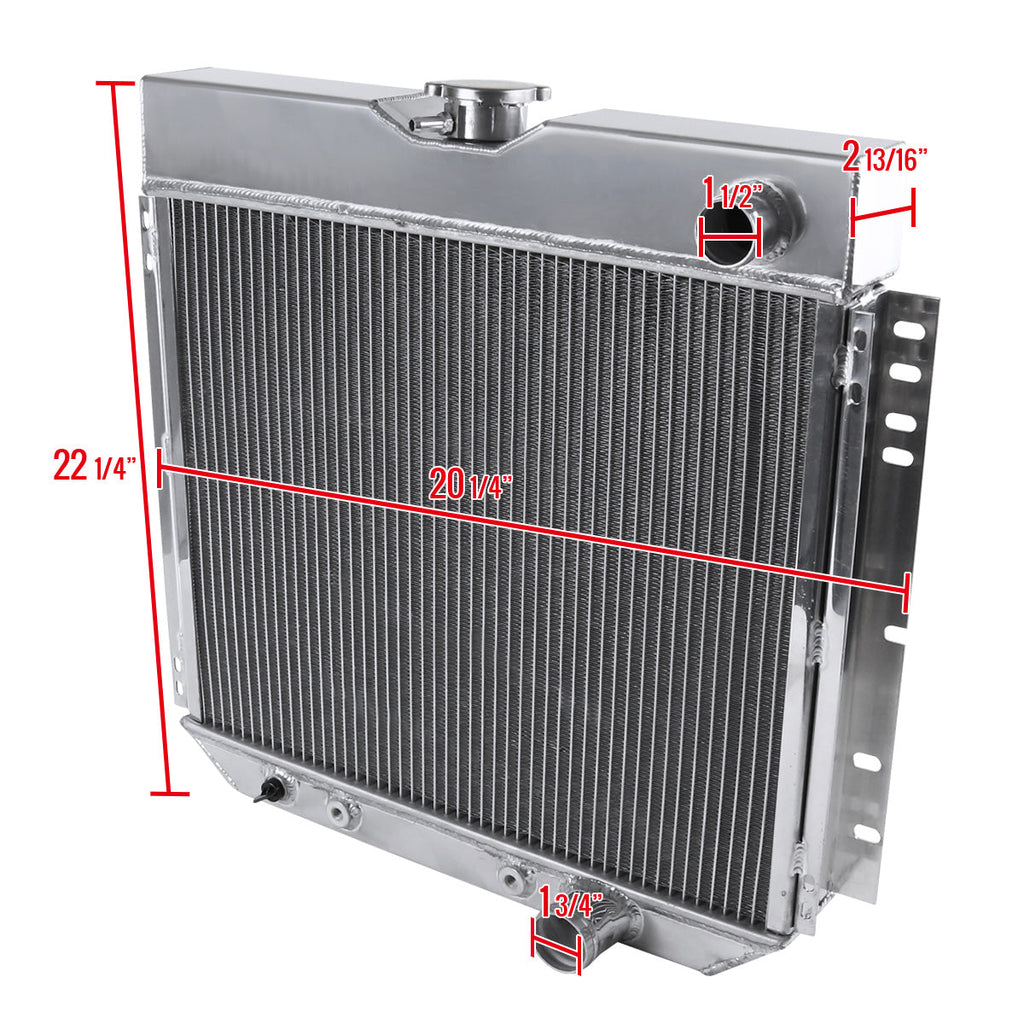1963-1970 Ford Mustang/Fairlane/Falcon/Galaxie/Torino Mercury Cougar V8 Aluminum 3-Row Performance Radiator