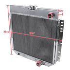 1963-1970 Ford Mustang/Fairlane/Falcon/Galaxie/Torino Mercury Cougar V8 Aluminum 3-Row Performance Radiator