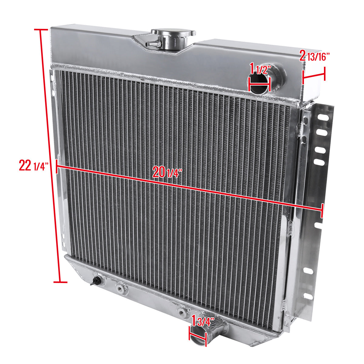 1963-1970 Ford Mustang/Fairlane/Falcon/Galaxie/Torino Mercury Cougar V8 Aluminum 3-Row Performance Radiator