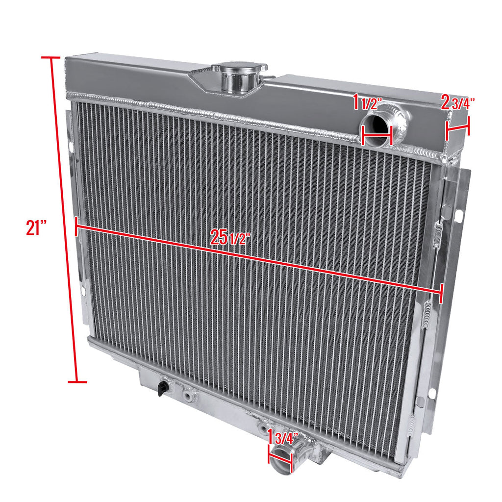 1967-1970 Ford Mustang/Fairlane/Ranchero Mercury Cougar Aluminum 3-Row Performance Radiator