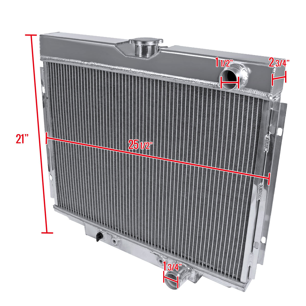 1967-1970 Ford Mustang/Fairlane/Ranchero Mercury Cougar Aluminum 3-Row Performance Radiator