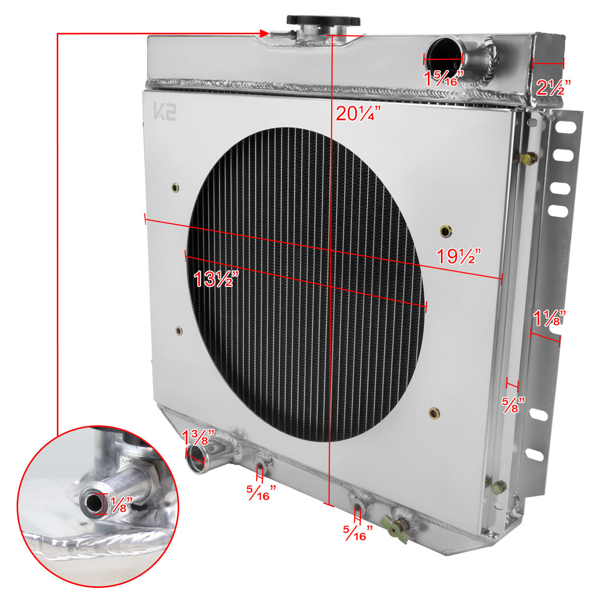 1963-1977 Ford Mustang/Maverick/Falcon/Torino/Fairlane / 1966-1973 Mercury Comet/Cougar/XR7 3 Row Radiator with Fan Shroud Design