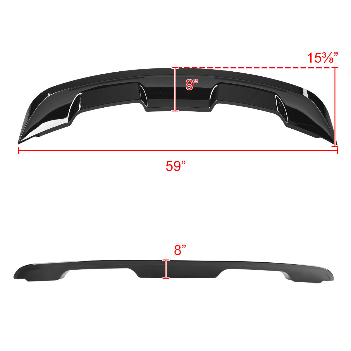 2015-2023 Ford Mustang S550 Glossy Black ABS GT500 Style Rear Spoiler