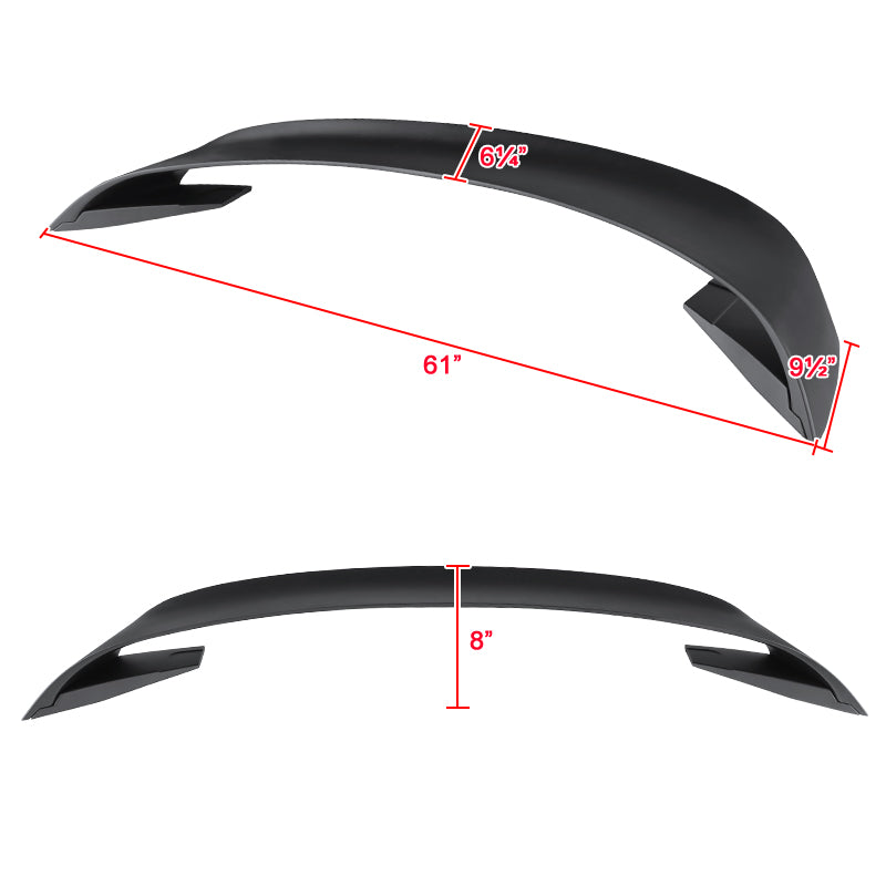 2015-2023 Ford Mustang S550 Matte Black ABS GT350R Style 3PC Rear Spoiler Wing