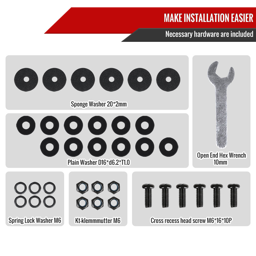 2015-2023 Ford Mustang S550 Matte Black ABS GT350R Style 4PC Rear Spoiler Wing