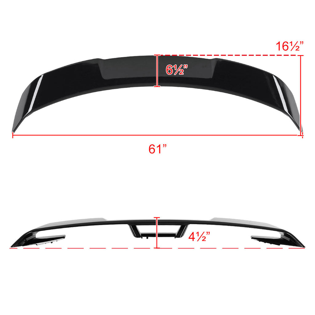 2015-2023 Ford Mustang S550 Glossy Black GT500 Style Rear Trunk Spoiler Kit