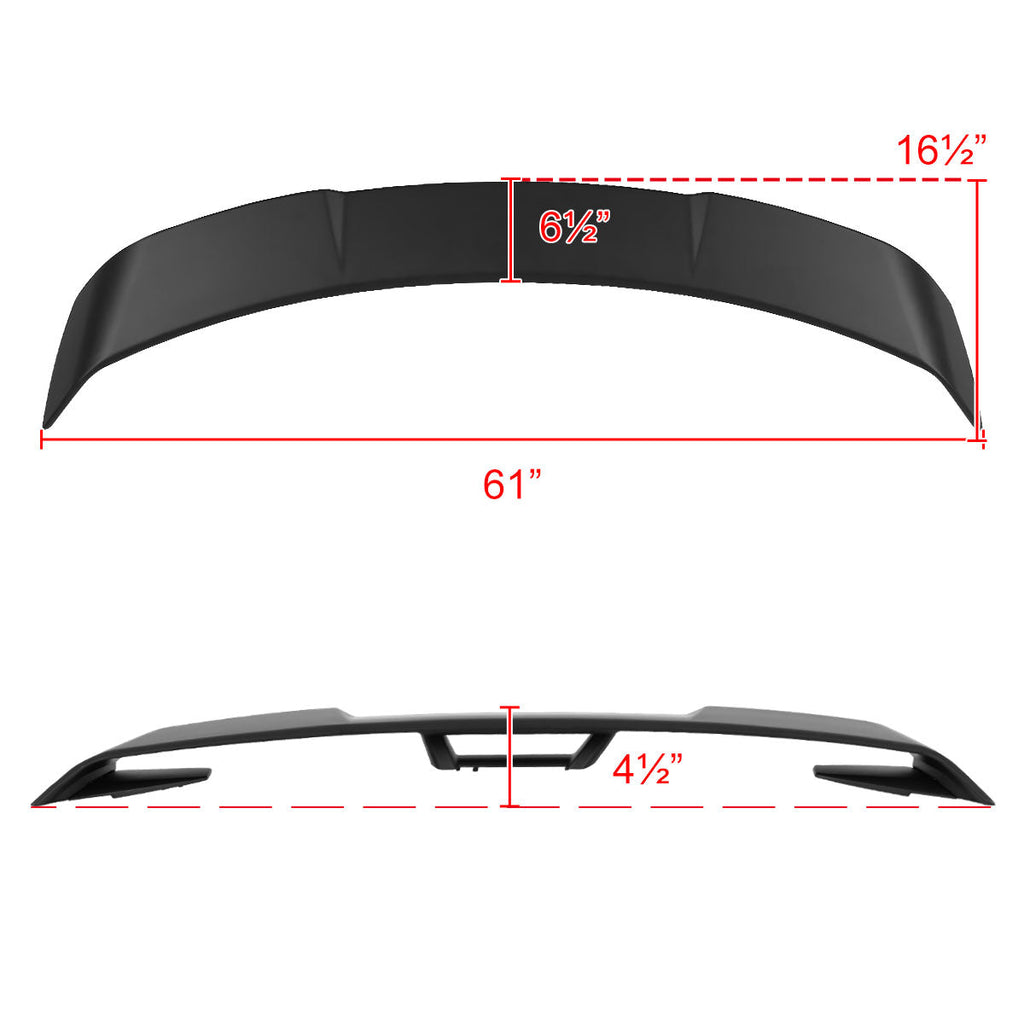 2015-2023 Ford Mustang S550 Matte Black GT500 Style Rear Trunk Spoiler Kit